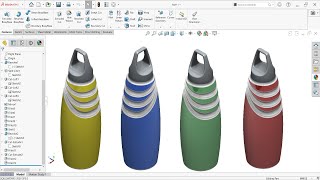 ✅SolidWorks Advanced Modeling | Plastic Water Bottle Design
