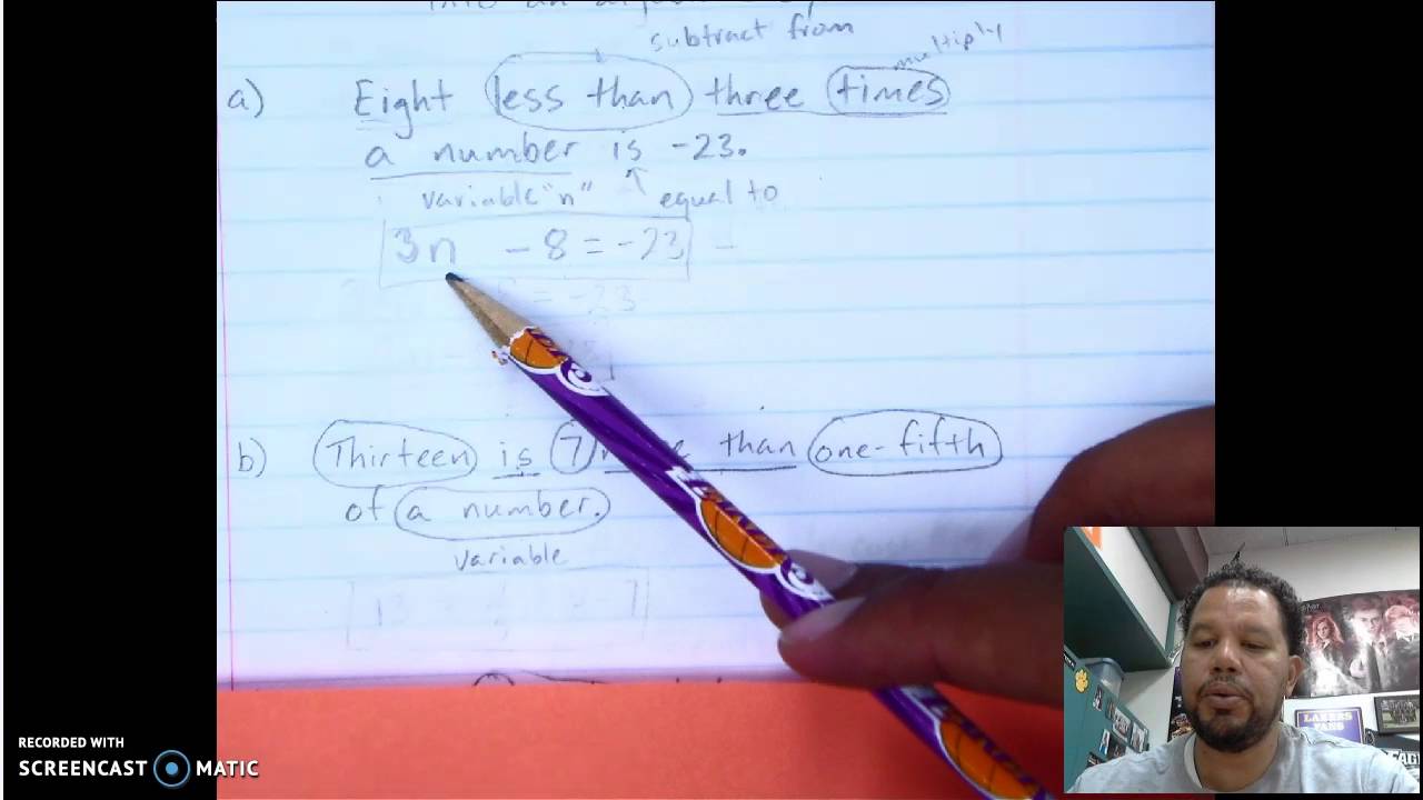 Lesson 2-3 Writing Two Step Equations 2016 - YouTube