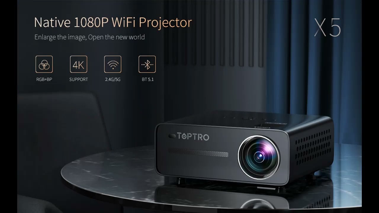 プロジェクター TOPTRO 1080P VIDEO PROJECTOR Model X5 TOPTRO X5 5G WiFi Bluetooth Projector, 360 ANSI Lumen Full HD
