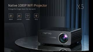 TOPTRO X5 5G WiFi Bluetooth Projector, 360 ANSI Lumen Full HD