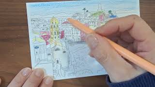 Relaxing Adult Coloring | Cinque Terre, Italy (Colored Pencils)
