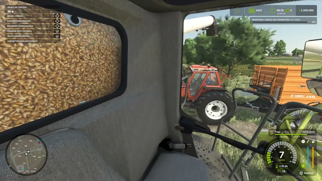 farming simulator 25 cosechando claas evion 450 y fiatagri 180-90 para llevar el cereal a su destino