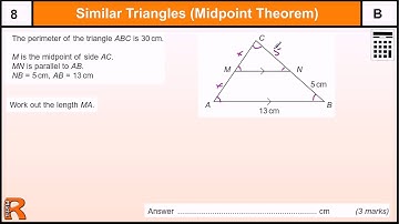 Similar Triangles (Midpoint Theorem) GCSE Maths revision Exam paper practice & help
