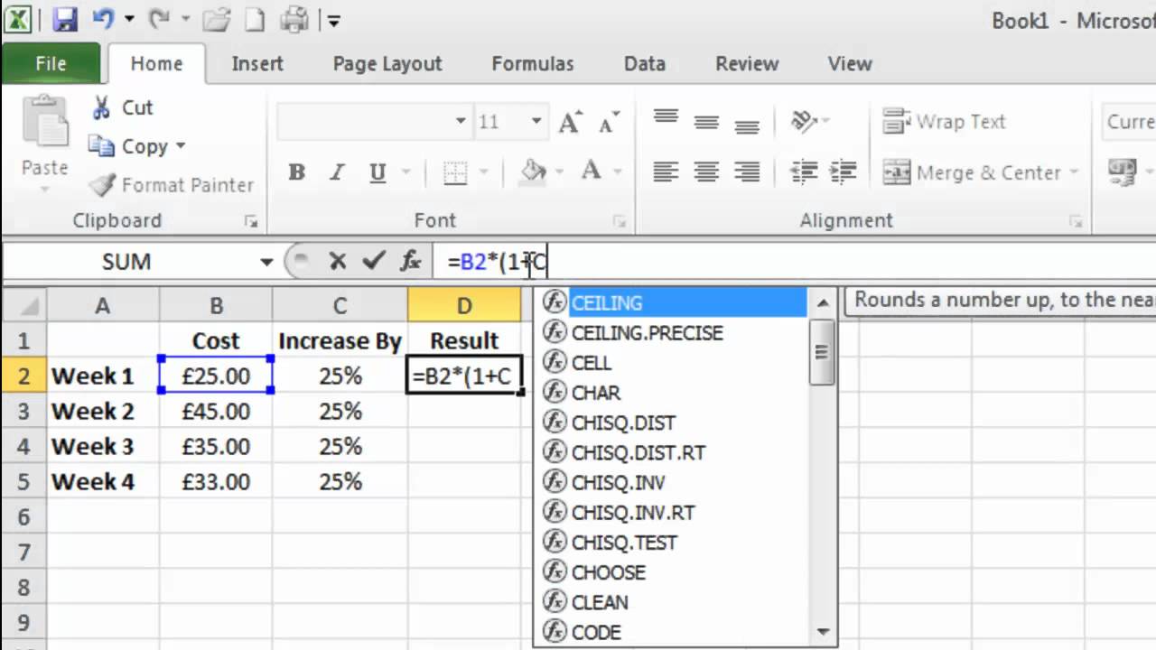 Use Excel To Work Out Percentages Youtube