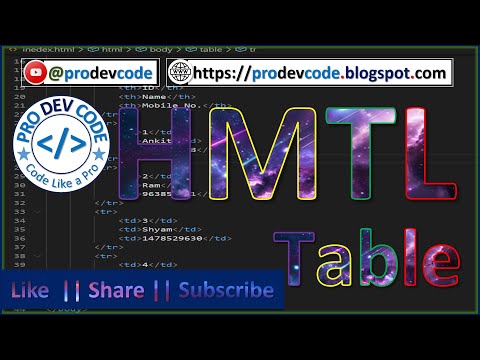 HTML Table | Table Tag  #QLC #HTML #htmltables #table