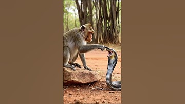 Monkey Calms a Cobra?!  Unbelievable Wild Moment! #MonkeyVsCobra #Wildlife #Shorts