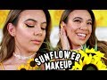 SUNFLOWER MAKEUP TUTORIAL!🌻 Yellow homecoming hair, makeup &amp; dress!