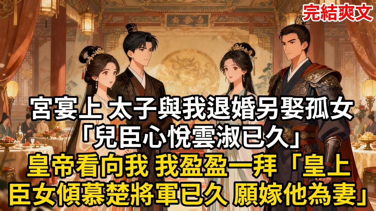 宮宴上 太子與我退婚另娶孤女「兒臣心悅雲淑已久」皇帝看向我 我盈盈一拜「皇上 臣女傾慕楚將軍已久 願嫁他為妻」#古言 #小説 #古風 #愛情 #情感故事 #爽文 #完結
