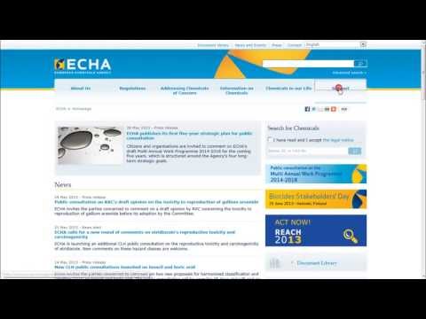 ECHA Video Tutorial: How to submit a substance in article notification via webform