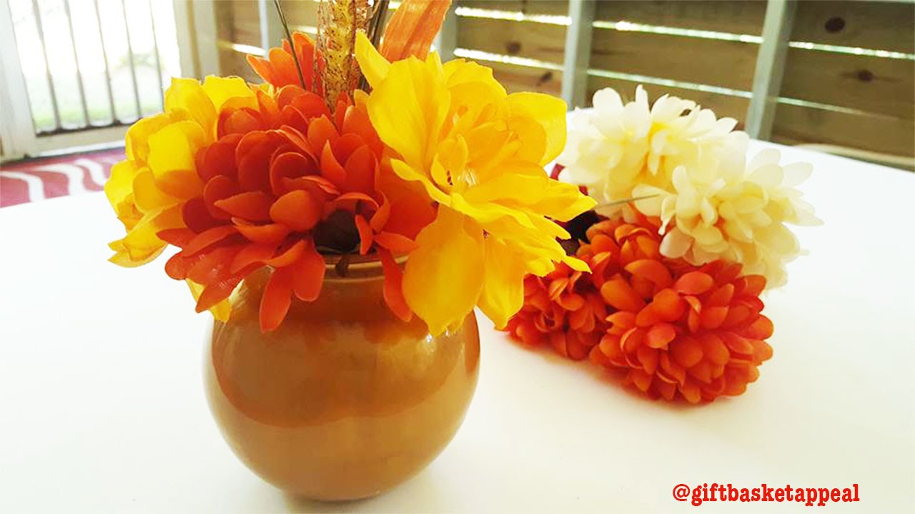 dollar tree fall flowers diy upcycled vase youtube