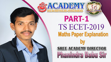 TS ECET-2019 Question Papar Solution by SREE ACADEMY Director S.PHANINDRA Sir |PART-1|