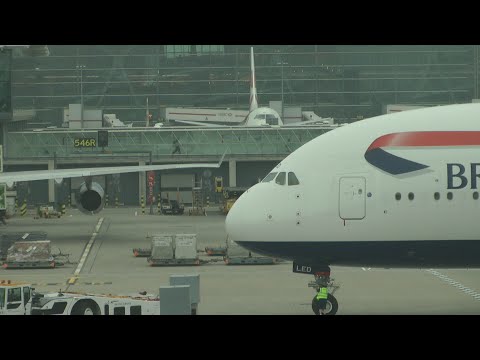 Heathrow Airport Terminal 5 Timelapse British Airways A380 Boarding airbus a220
