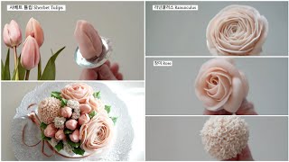 샤베트튤립,퐁퐁,장미,라넌큘러스 sherbet tulips/Pompon Chrysanthemum /Rose /Ranunculus/flower piping