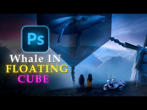 Creating a WHALE in a FLOATING CUBE in Photoshop! | Sci-Fi Speed ​​Art