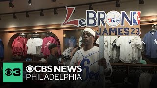 Sixers fans line up at Mitchell & Ness in Center City to get LeBron James merch