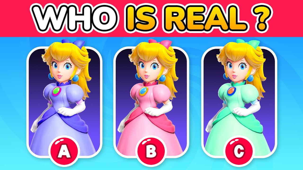 Guess The Real Princess Peach 🍄Guess Super Mario Bros Characters By Their Voice 🐢🎶🍑