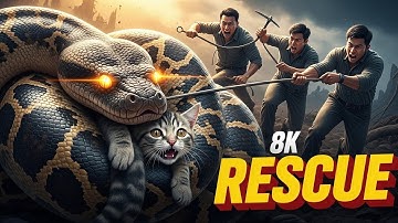 Brave Men Rescue Poor Cat from Giant Python Attack! 😱