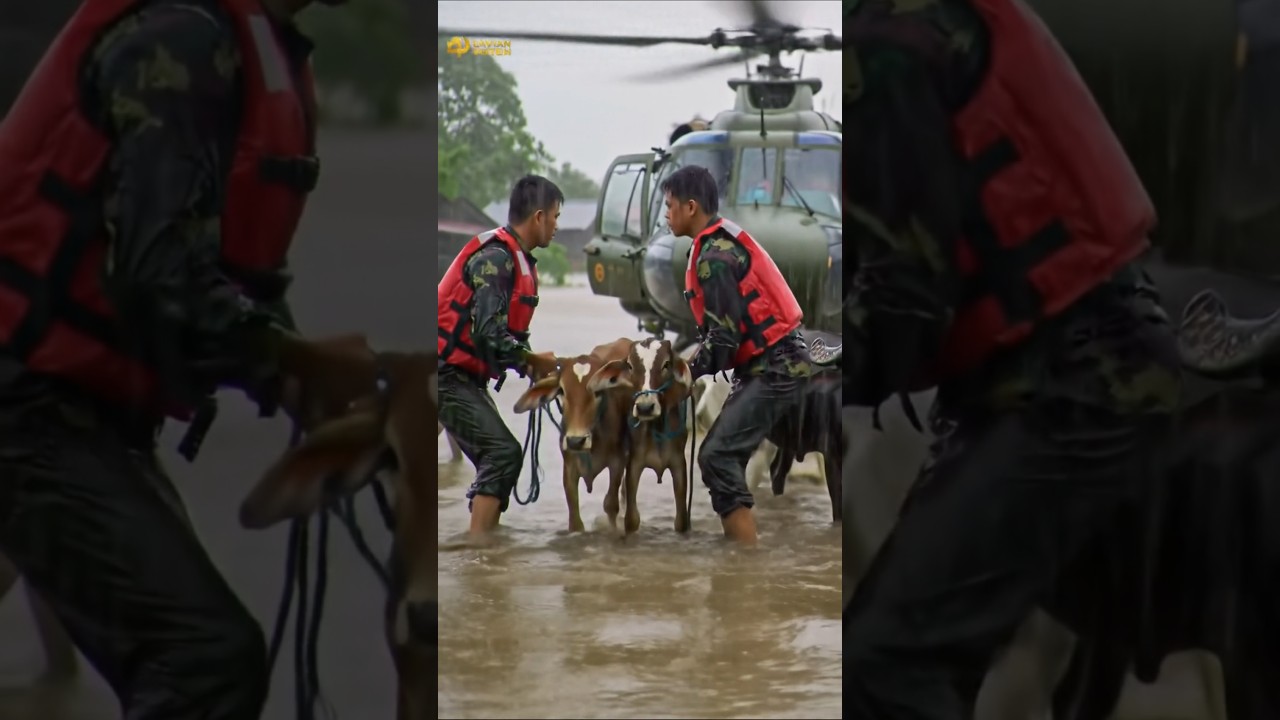 litte cow are rescued by army 