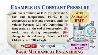 Example on Isobaric, Solved problem, problem on constant pressure #example #thermodynamics #gas #bme