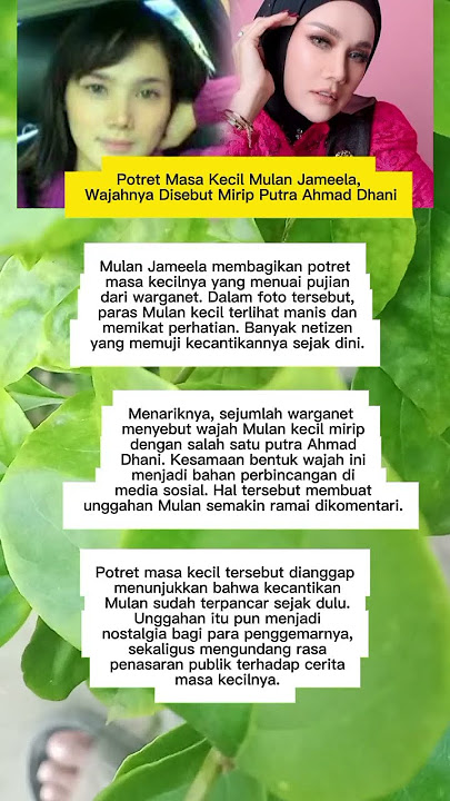 Potret Masa Kecil Mulan Jameela, Wajahnya Disebut Mirip Putra Ahmad Dhani