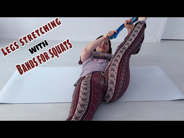 Stretching routine with bands for squats in Flare Forbidden pants