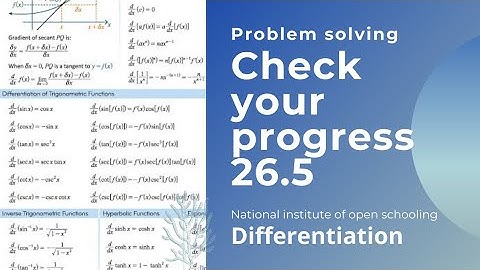Check your progress 26.5 | Differentiation | Problem Solving | NIOS Maths | Class 12