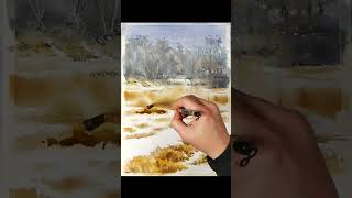 #shorts Landscape Watercolor - ​Winter Scenery ​( ​color name view) NAMIL ART