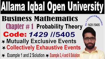 business mathematics chapter 1 mutually exclusive and collectively exhaustive events/ aiou 5405/1429