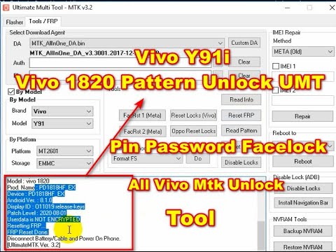 Vivo Y91i | Vivo 1820 Pattern Unlock UMT | Pattern | Pin | Face Lock By