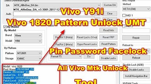 Vivo Y91i | Vivo 1820 Pattern Unlock UMT | Pattern | Pin | Face Lock By Umt Tool - MTK