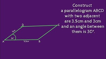 How to construct a parallelogram ABCD with two sides 3cm 3.5cm and angle 30°.shsirclasses.