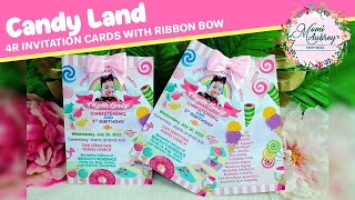 Candy Land Theme 4R Invitation Cards with Ribbon Bow screenshot 4