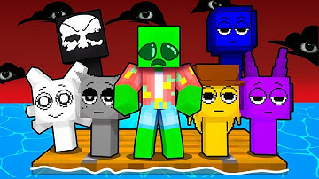 One Slime on a HORROR SPRUNKI RAFT in Minecraft!