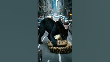 Black Panther Hunts Python In The Middle Of The Neighborhood... #anime #wildlife #panther #python