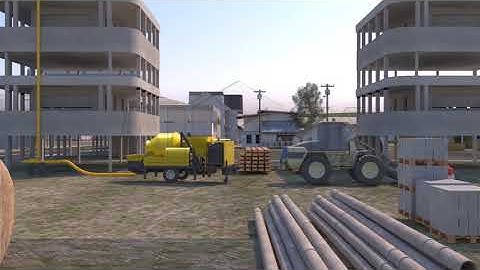 Animation of concrete mixer pump