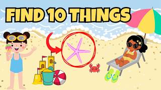 Find 10 Objects at the Beach | Kids VOCABULARY Learning Game | Educational Learning Video screenshot 5