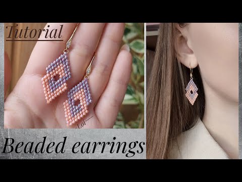 Мастер-класс - Серьги Двойные ромбы из бисера | Tutorial - Double Diamond Beaded Earrings