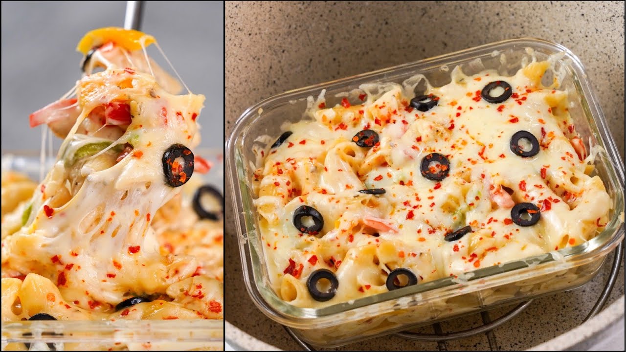 BAKED PASTA WITHOUT OVEN | CHEESY BAKED VEGETABLE PASTA | BAKED PASTA WITH WHITE SAUCE | N'Oven