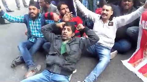 Massive protest by All J&K P.H.E I.T.I Trained and C.P. Workers Association