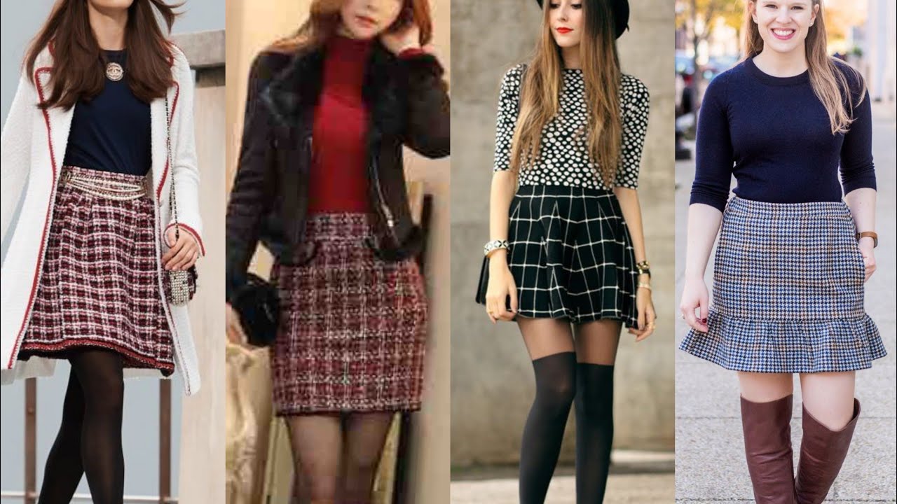 Korean style check print mini skirt ideas latest on trand mini skirt ...