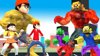 Dad Nick Transform Hero Nickhulk vs Zombie Minecraft Saves City - Scary Teacher 3D Story Animation