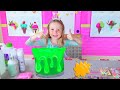 Nastya and Dad make slime with bright and colourful glitter