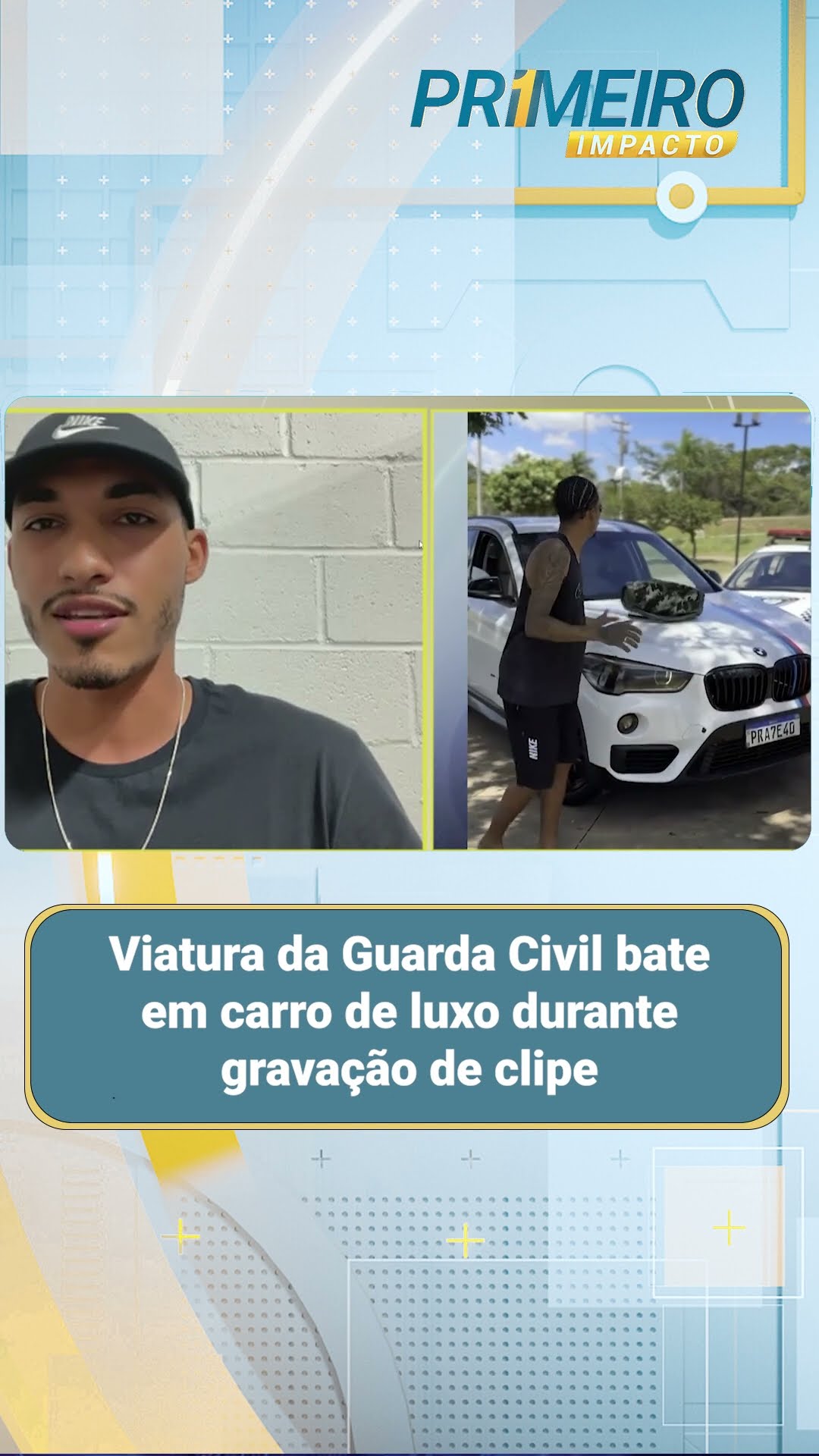 Viatura de Guarda bate em carro de luxo durante gravação de clipe