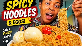 Can I Finish This Giant Plate of Spicy Noodles & Eggs?  | Mukbang