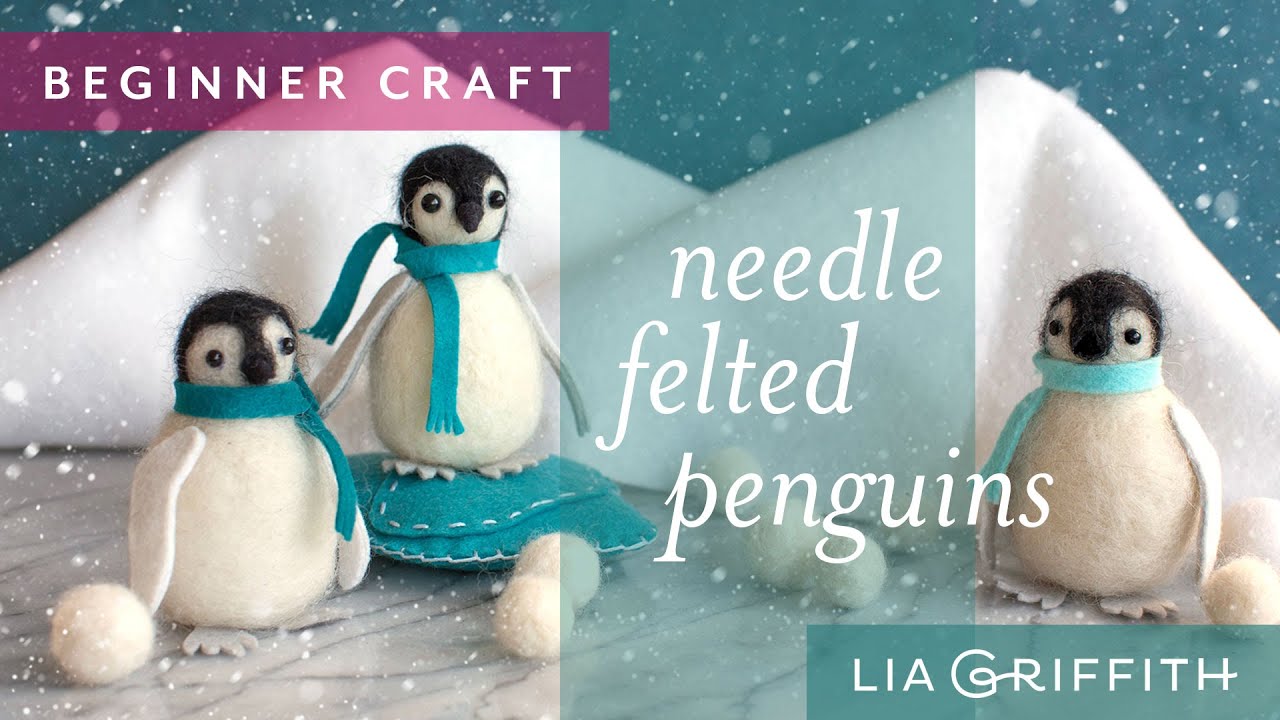 6 Set Needle Felting Animal Kit Roving Wool DIY Craft Cute Cartoon Penguin 