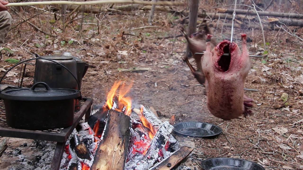 Sikipwân (Northern Coastal East Cree) open fire roasted goose YouTube