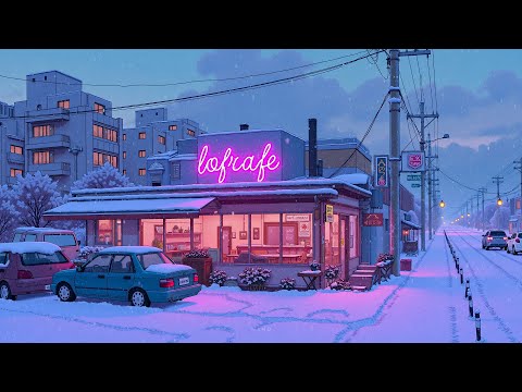 Winter Lofi Café Vibes Chill Beats On A Snowy City Street For Studying Focusing Stress Relief