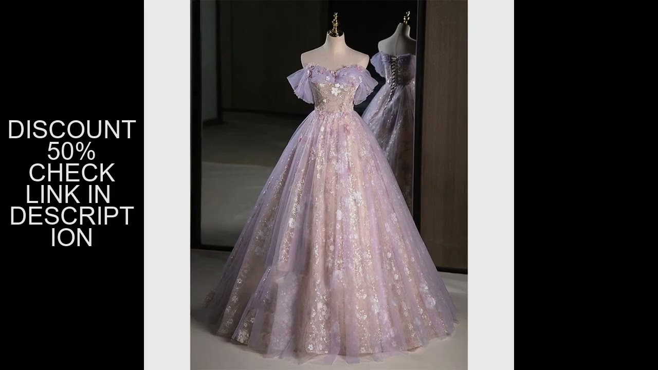 Light Luxury Pink Purple Evening Dress Women Sweet Pleated Off The Shoulder Flower Applique Prom Gow