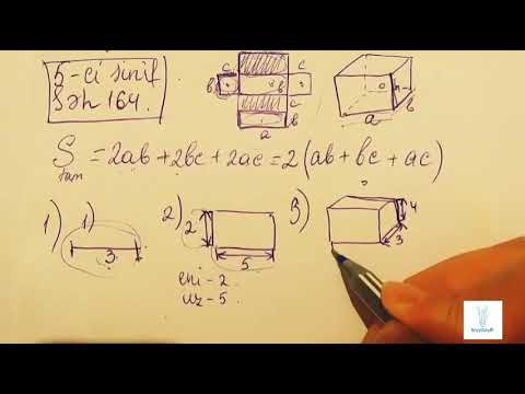 5ci sinif Riyaziyyat dərslik səh 164 (Düzbucaqlı paralelepipedin səthinin sahəsi)