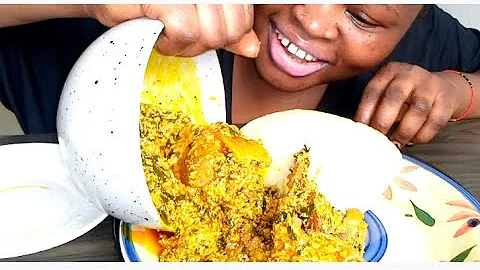 ASMR | MUKBANG | AFRICAN NIGERIAN FOOD| EGUSI SOUP AND SEMO